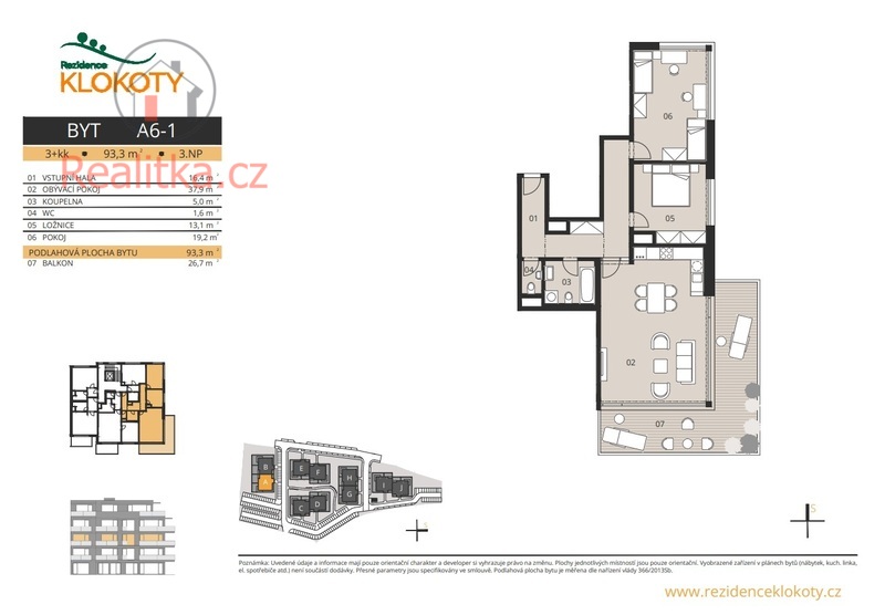 Prodej bytu o dispozici 3+kk v Rezidenci Klokoty, okres Tábor