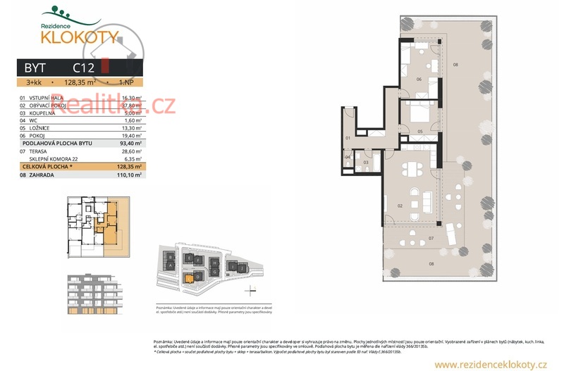 Prostorné 3+kk se zahradou 110 m² a terasou 27 m²