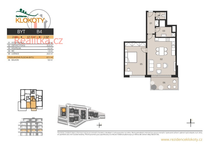 Prodej bytu o dispozici 2+kk v Rezidenci Klokoty, okres Tábor
