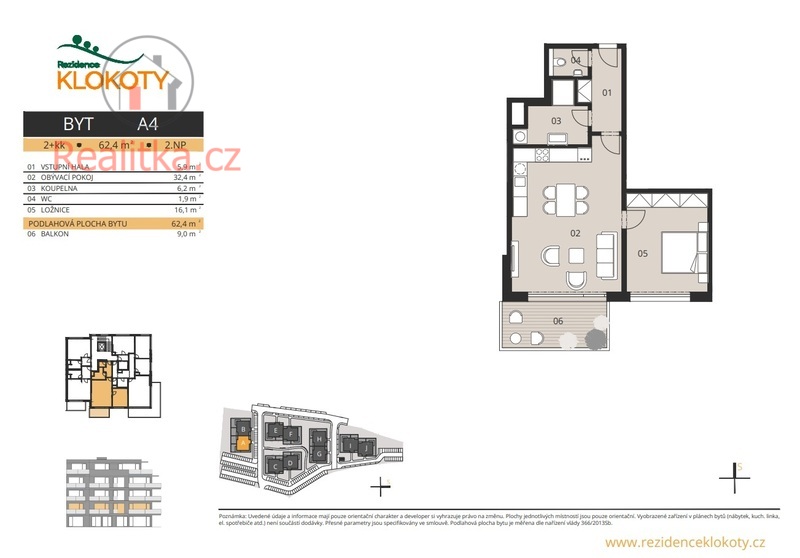 Prodej bytu o dispozici 2+kk v Rezidenci Klokoty, okres Tábor