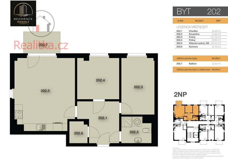 Nový byt 3+kk s balkonem v Rezidenci Podolí