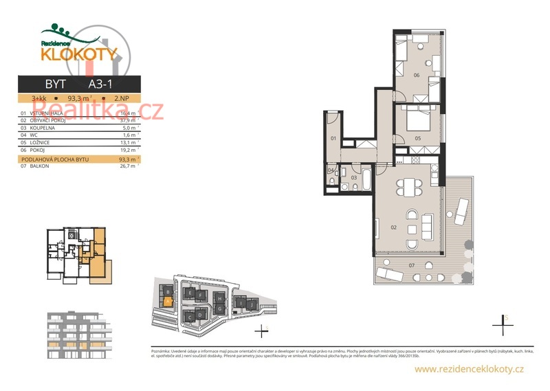 Prostorný a světlý byt 3+kk s exkluzivní terasou